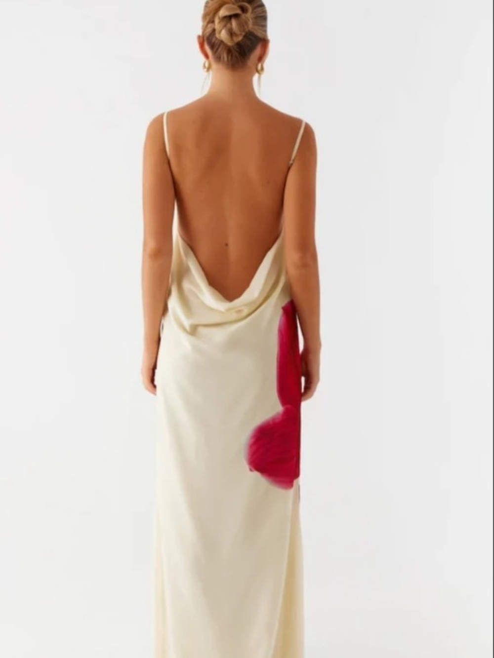 Peppermayo Pale Yellow Slip Dress with Red Floral Motif - Picture 3 of 8